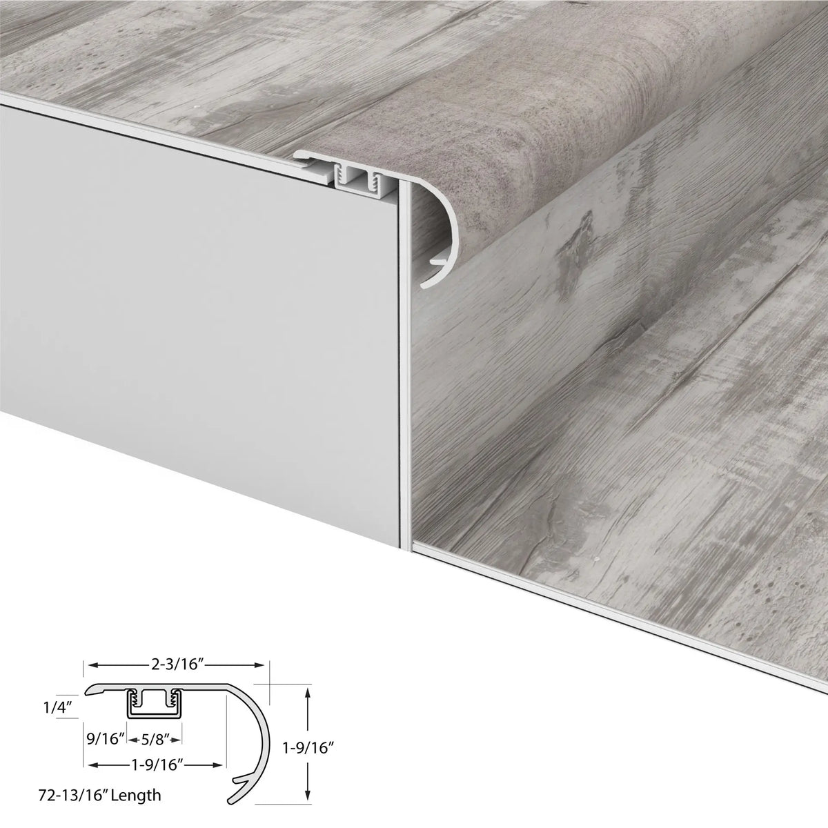 Gray Ash Cali Vinyl Stair Nosing Overlap Windansea