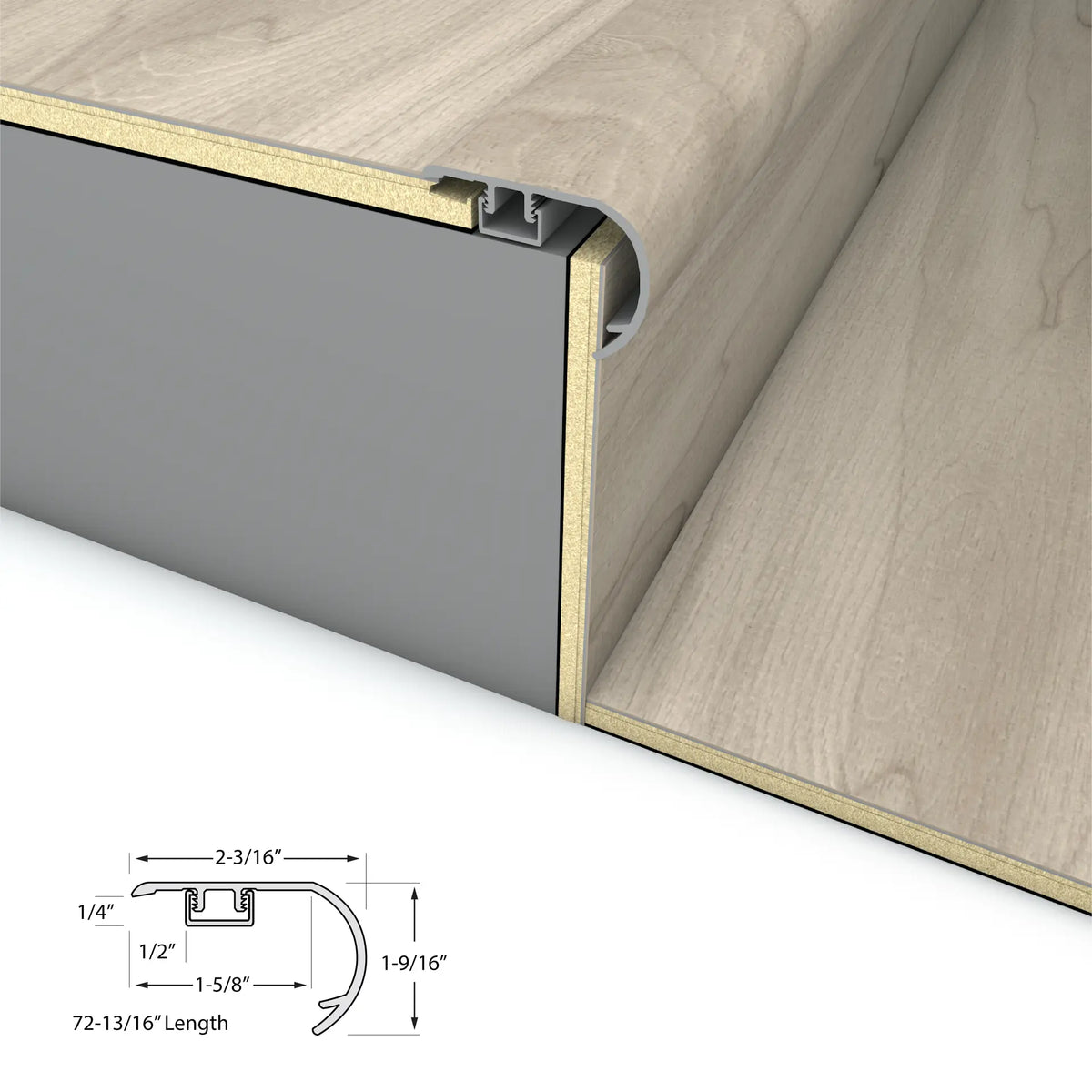 Railway Gray Stair Nosing Overlap 6.5mm