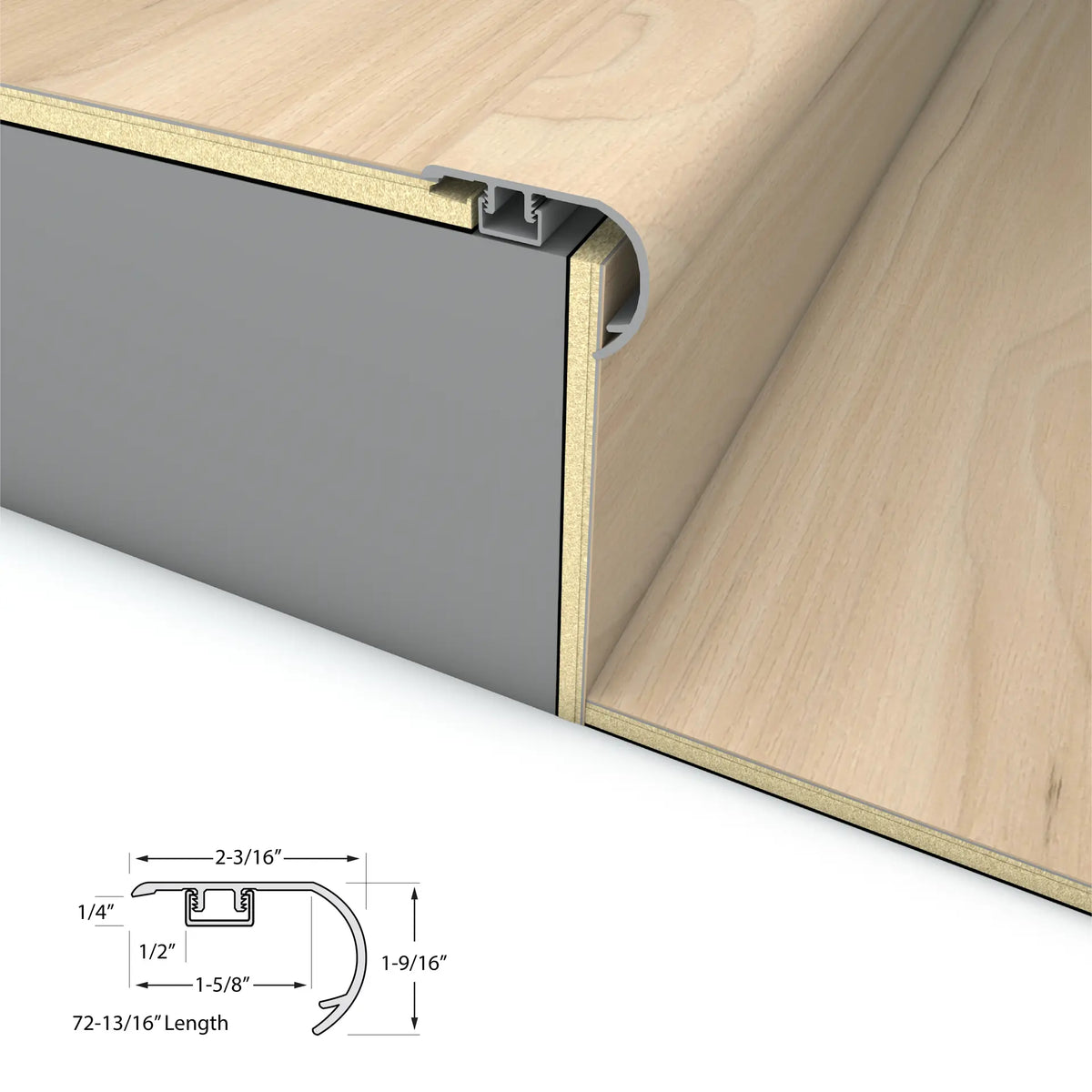 Timber Beach Stair Nosing Overlap 6.5mm